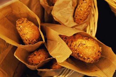 High angle view of bread on table