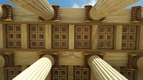 Directly below shot of historic building ceiling