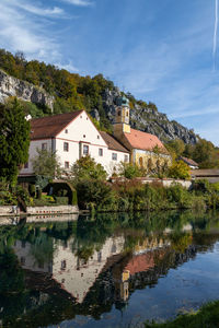 Idyllic view at the village markt essing in bavaria, germany with the altmuehl river