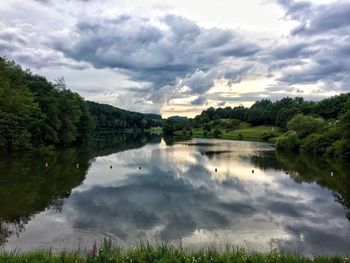 Scenic view of lake against sky