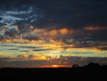 Low angle view of dramatic sky during sunset