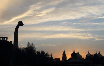 Silhouette of temple against sky during sunset