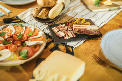 Whole table of home-prepared healthy food