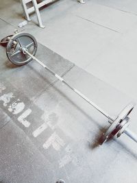 High angle view of bicycle on floor