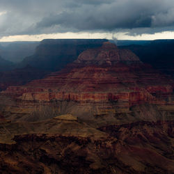 View of rock formations against cloudy sky