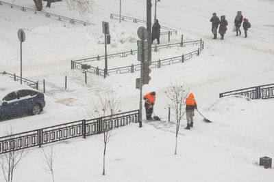 People skiing on snow