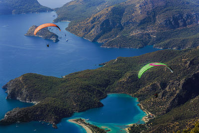 Scenic view of sea against mountain