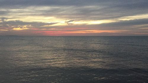 Scenic view of sea against cloudy sky