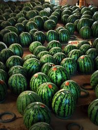 Stack of watermelons at market stall