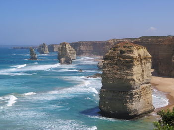 Scenic view of sea against clear sky