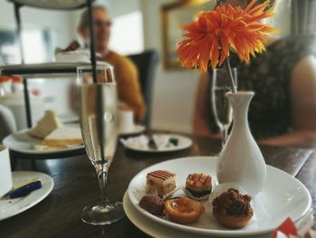 Close-up of food in plate on table