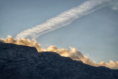 Low angle view of mountains against sky