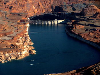 High angle view of bridge over river