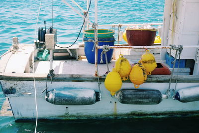 Boat moored on sea