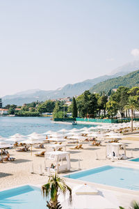 Scenic view of sea against clear sky