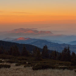 Scenic view of landscape against sky during sunset