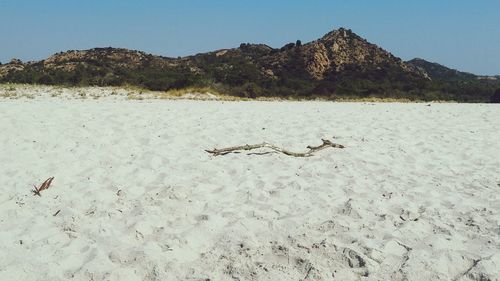 Scenic view of land against clear sky