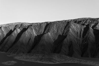 Low angle view of rock formations against clear sky