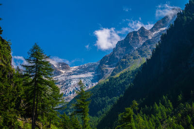 Scenic view of snow covered mountains against sky