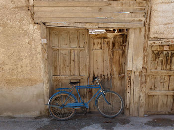 Bicycle parked in abandoned building