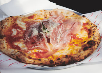 Close-up of pizza on table