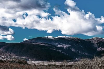 Scenic view of mountains against sky