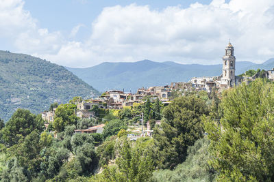 High angle view of townscape against sky