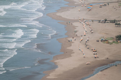 High angle view of people on beach