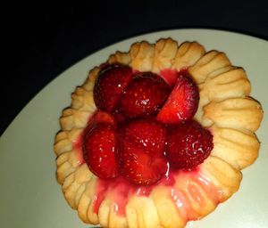 Close-up of strawberry cake