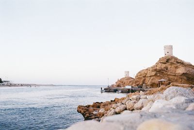 Scenic view of sea against clear sky