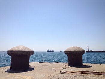 Scenic view of sea against clear sky