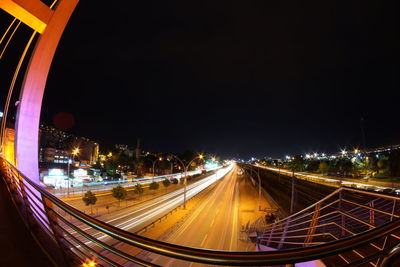 Blurred motion of train at night