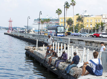 Group of people on boat in water