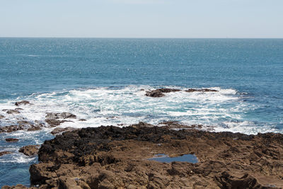 Scenic view of sea against clear sky