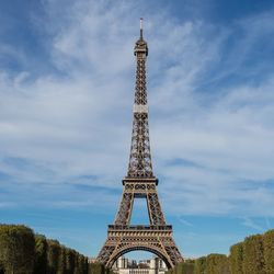 Low angle view of eiffel tower against sky