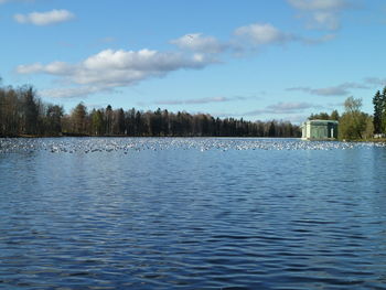 Scenic view of lake against sky