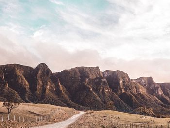 Scenic view of mountains against sky