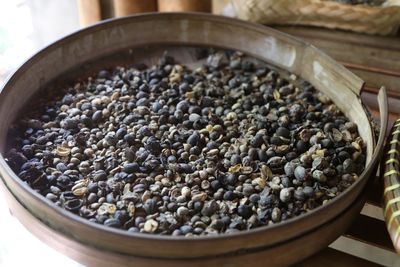 Close-up of coffee beans in container