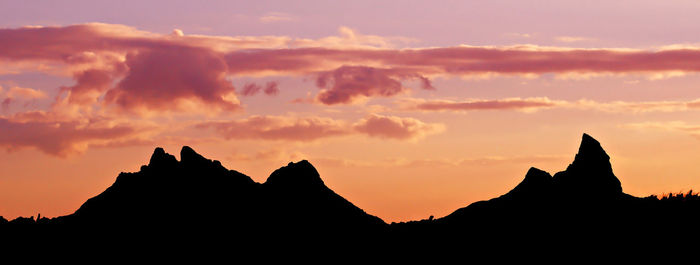 Silhouette mountains against sky during sunset