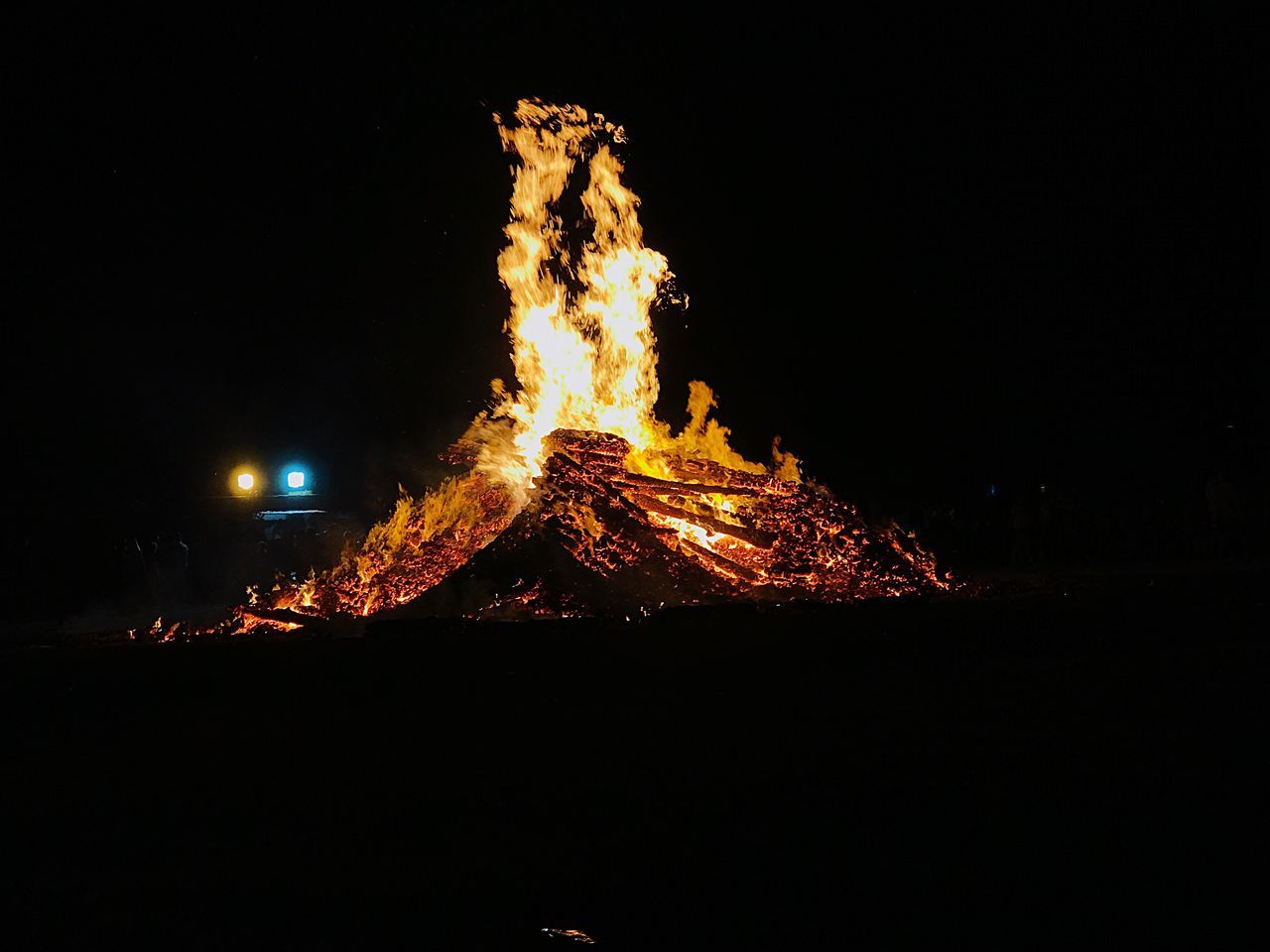 night, burning, flame, outdoors, no people, heat - temperature, bonfire, illuminated, nature, sky, clear sky