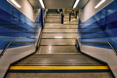 Low angle view of escalator in subway