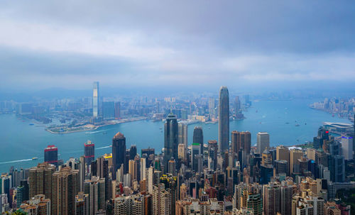 Panoramic view of city buildings against sky