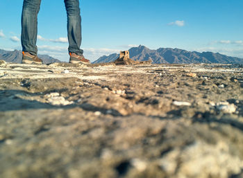 Low section of person standing on land