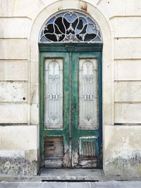 Closed door of old building