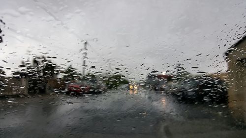 High angle view of water drops on glass