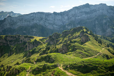 Panoramic view of mountains against sky