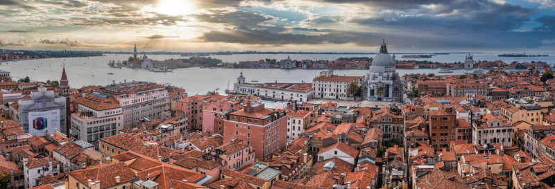 Aerial view of santa maria della salute church in venice