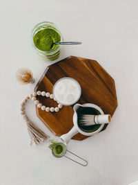 High angle view of food on table