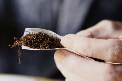 Close-up of hand holding food