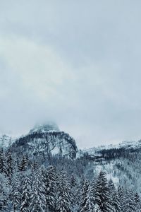 Snow covered landscape against sky